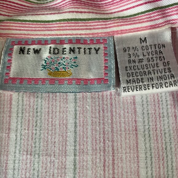 New Identity Pink Striped Blazer Cotton SZ M Academia Preppy Cottagecore Spring - Picture 3 of 9